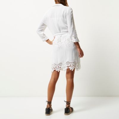 White lace shirt dress